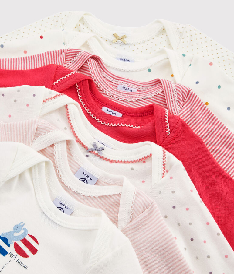 Lot surprise de 7 bodies manches longues b&eacute;b&eacute; fille multicouleur