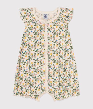 Combinaison courte fleurs en coton bébé