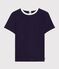 Tee-shirt femme en coton manches courtes uni bleu