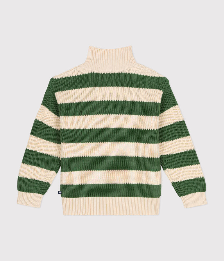 Pull col camionneur en coton enfant gar&ccedil;on vert PALMERAIE/ AVALANCHE