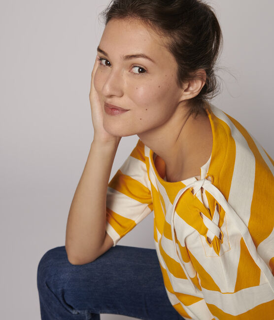 Marinière Femme jaune TEHONI/blanc MARSHMALLOW