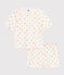 Pyjama short femme en coton imprimé cœurs blanc MARSHMALLOW/blanc MULTICO