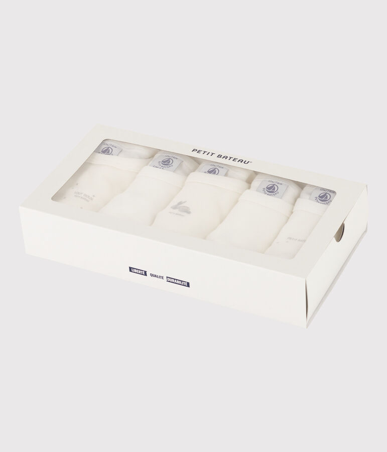 Lot de 5 bodies manches courtes lapins en coton multicouleur