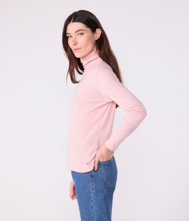 Sous-pull femme l'iconique en coton rose clair