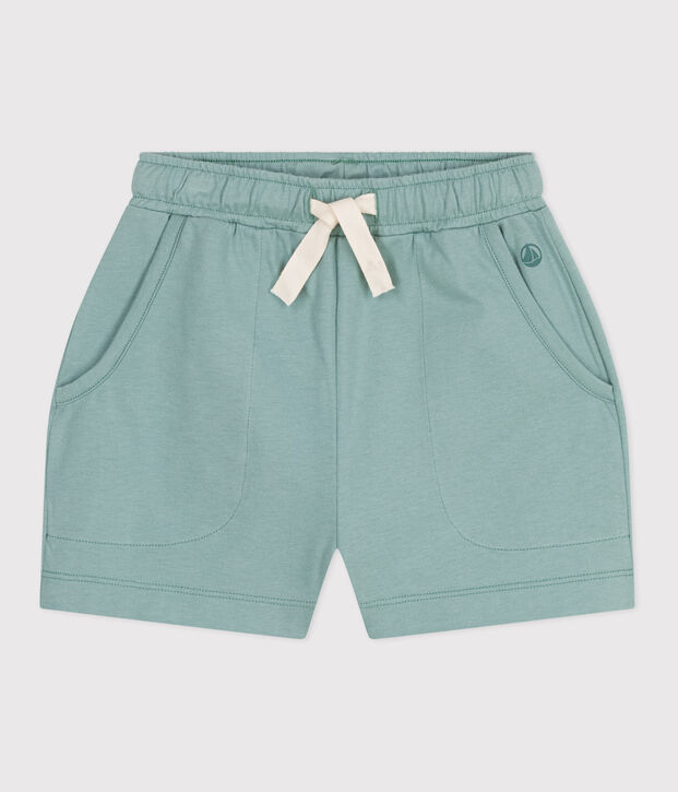 Short enfant en coton uni vert