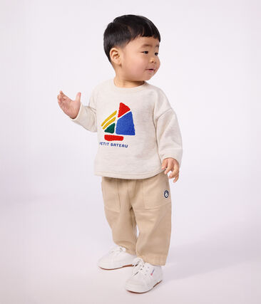 Sweatshirt bébé en coton uni et motif bateau