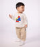Sweatshirt b&eacute;b&eacute; en coton uni et motif bateau beige chin&eacute;