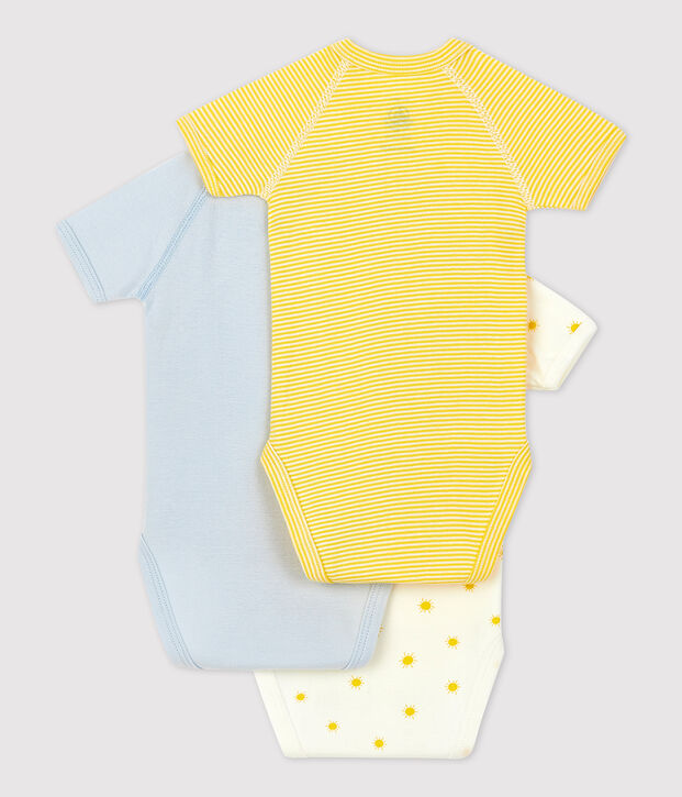 Lot de 3 bodies b&eacute;b&eacute; en coton biologique multicouleur