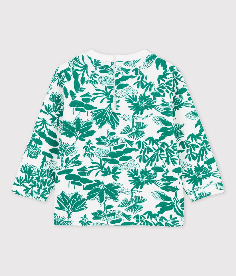 Sweatshirt imprim&eacute; v&eacute;g&eacute;tal en molleton b&eacute;b&eacute; blanc/vert