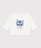 Tee-shirt b&eacute;b&eacute; en coton manches longues uni &agrave; motif blanc cass&eacute;