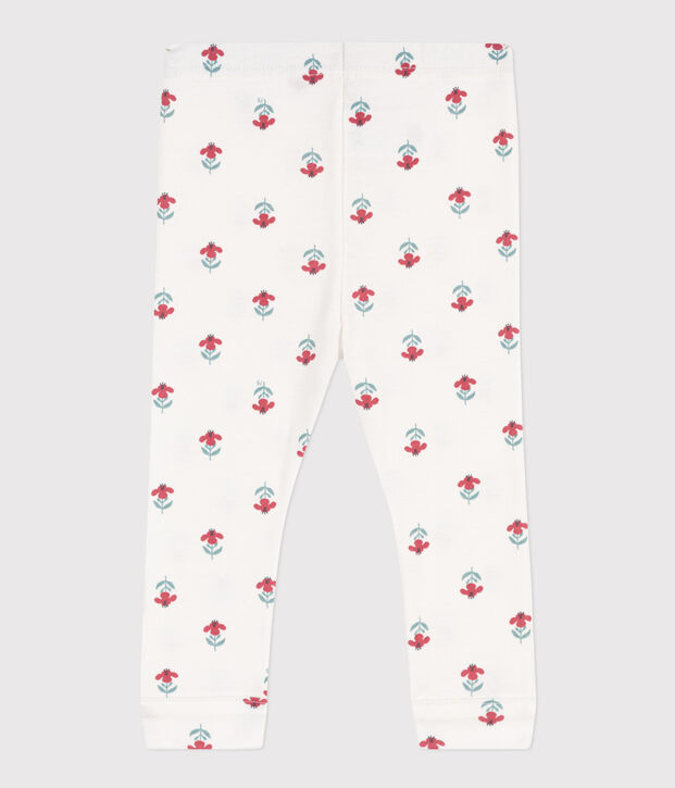 Legging b&eacute;b&eacute; en coton imprim&eacute; fleuri blanc/multicouleur