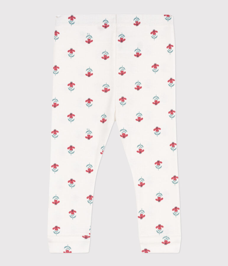 Legging b&eacute;b&eacute; en coton imprim&eacute; fleuri blanc MARSHMALLOW/blanc MULTICO