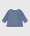 Cardigan b&eacute;b&eacute; tricot point mousse en coton uni bleu