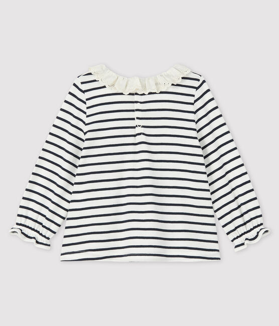Blouse manches longues bébé fille blanc MARSHMALLOW/bleu SMOKING