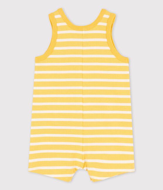 Combinaison courte en jersey épais bébé jaune ORGE/blanc MARSHMALLOW