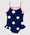 Maillot de bain 1 pièce en matière recyclée bébé bleu MEDIEVAL/blanc MARSHMALLOW