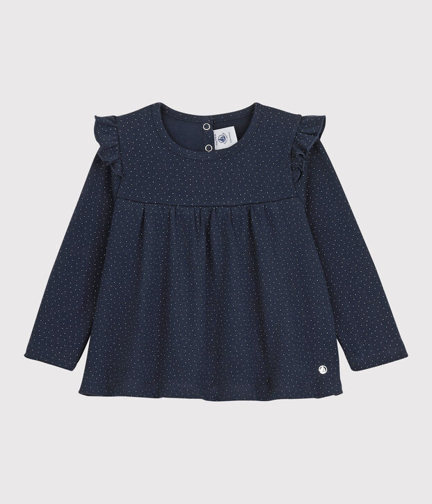 Blouse en coton b&eacute;b&eacute;. bleu/blanc