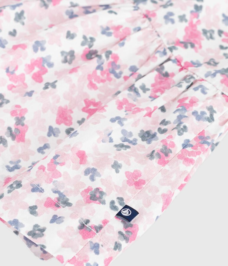 Robe enfant en coton manches courtes imprim&eacute;e blanc MARSHMALLOW/blanc MULTICO