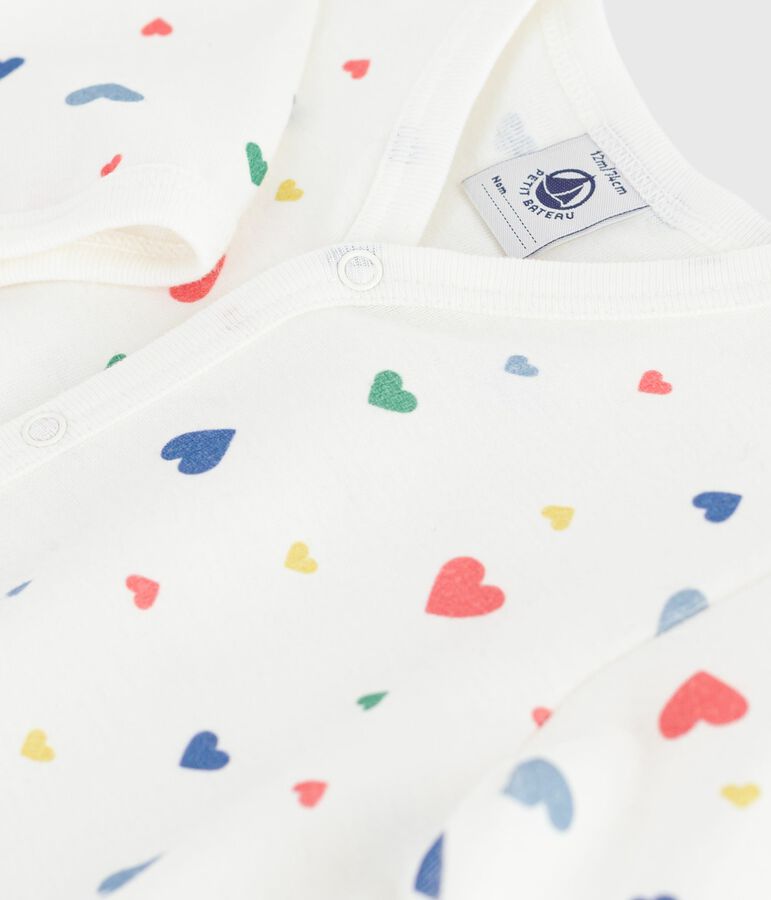 Pyjama b&eacute;b&eacute; sans pieds en coton imprim&eacute; blanc MARSHMALLOW/blanc MULTICO
