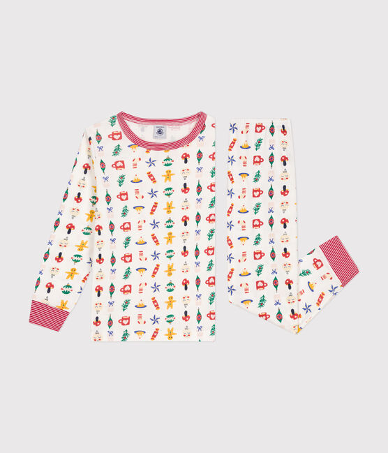 Pyjama en coton imprimé Noël enfant blanc MARSHMALLOW/blanc MULTICO