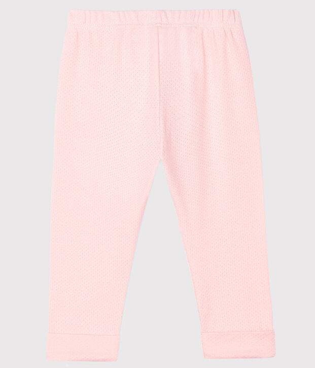 Pantalon b&eacute;b&eacute; fille en maille unie rose