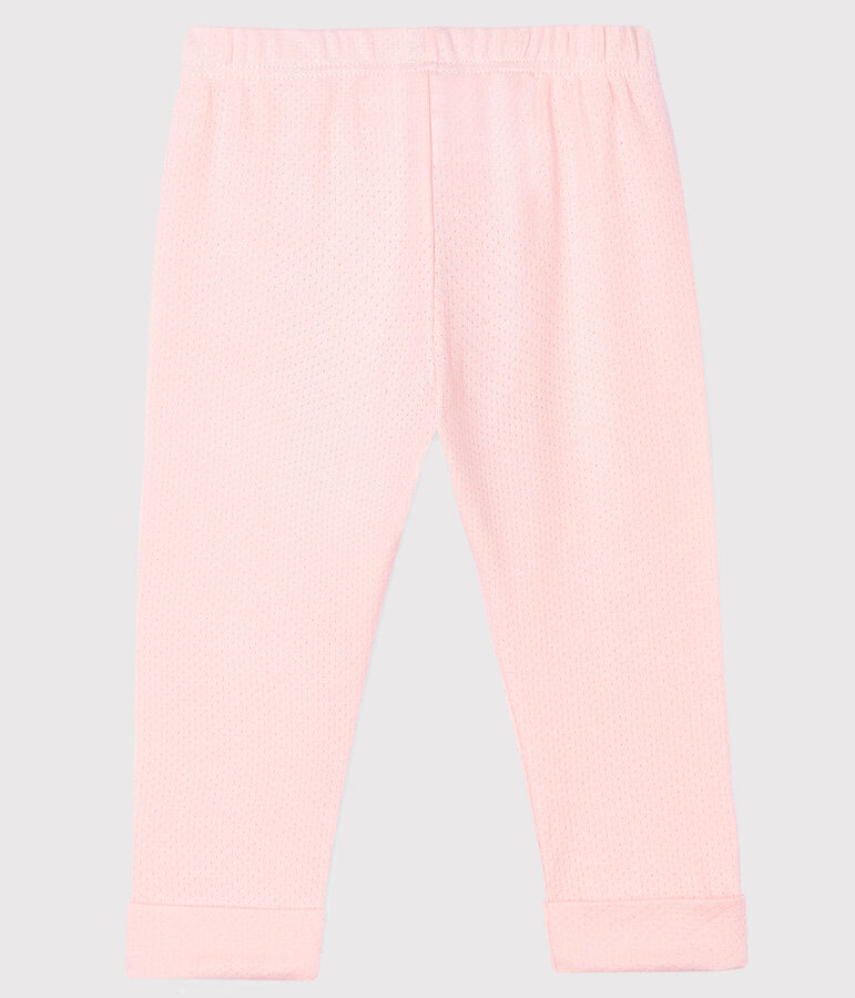 Pantalon b&eacute;b&eacute; fille en maille unie rose MINOIS