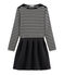 Robe bi-matière manches longues femme noir CITY/beige COQUILLE