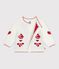 Cardigan b&eacute;b&eacute; en tricot laine et coton et motifs jacquards blanc/rouge
