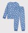 Pyjama enfant en molleton &agrave; c&oelig;urs bleu/blanc