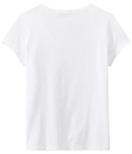 T-shirt femme COL DANSEUSE en jersey fin blanc ECUME