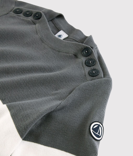 Pull marin en coton Femme gris ORAGE/blanc MARSHMALLOW