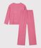 Pyjama femme en velours c&ocirc;tel&eacute; uni rose