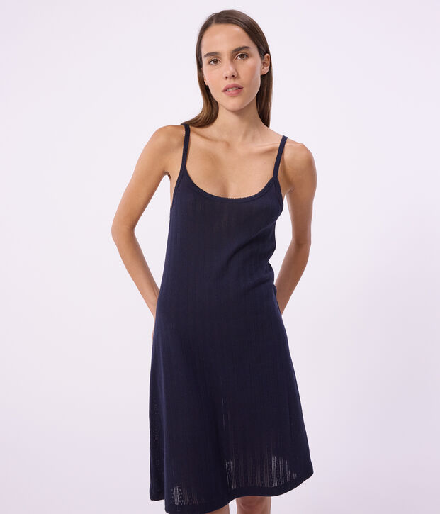 Nuisette femme en coton ajour&eacute; bleu