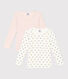 Lot de 2 tee shirts manches longues fleur en coton petite fille