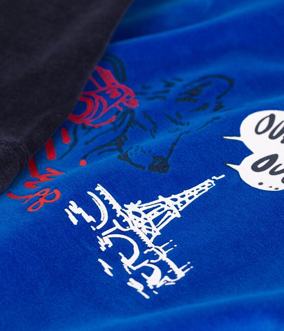 Pyjama petit garçon motif loup en velours bleu RUISSEAU/ SMOKING