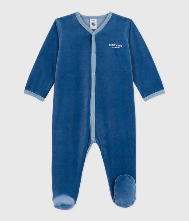 Dors bien en velours b&eacute;b&eacute; bleu/multicouleur
