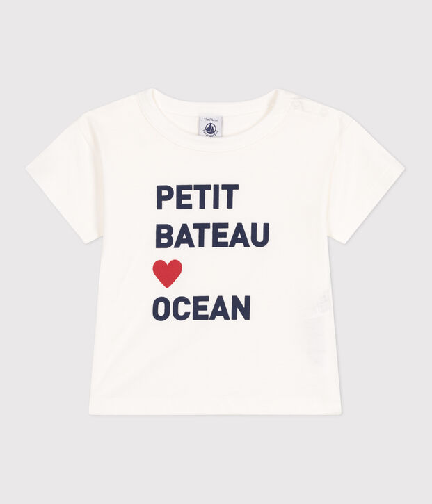 T-shirt b&eacute;b&eacute; en coton &agrave; manches courtes uni blanc