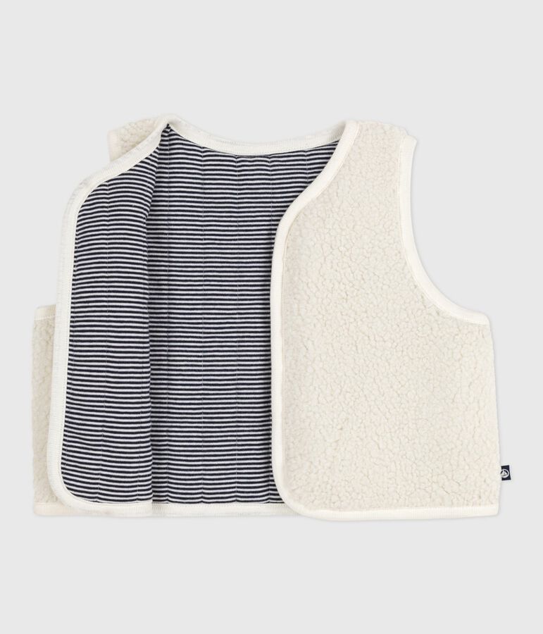 Gilet b&eacute;b&eacute; en coton milleraies et sherpa sans manche MILK/ MULTICO