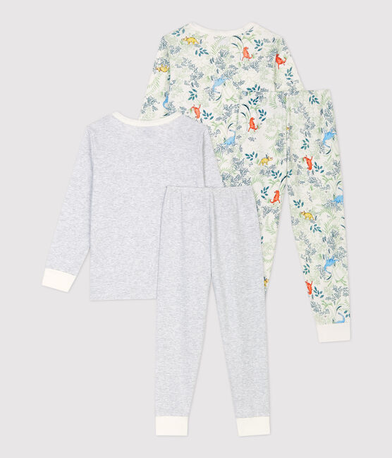Lot de 2 pyjamas en milleraies et imprimé dinosaures petit garçon en coton variante 1