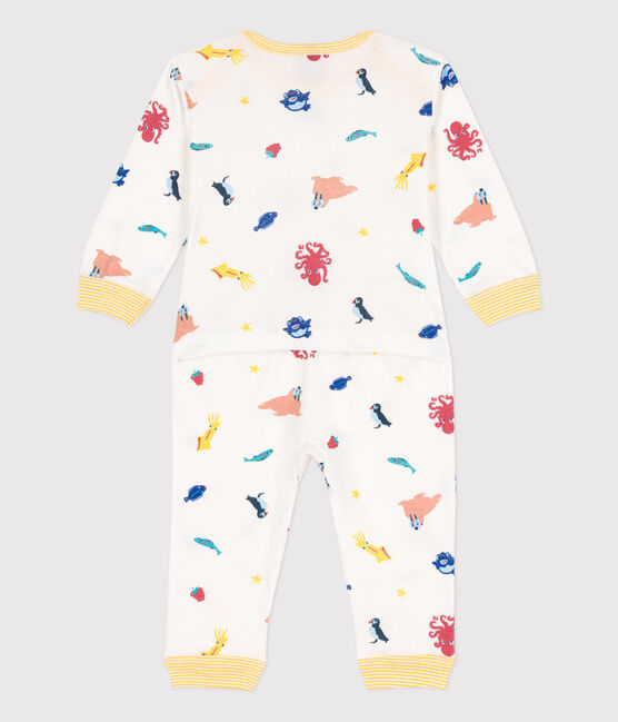 Dors-bien sans boutons-pression et sans pieds animaux marins en coton blanc MARSHMALLOW/blanc MULTICO