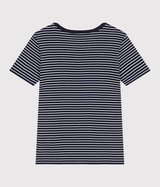 Tee-shirt Femme l'Iconique en coton ray&eacute; bleu/blanc