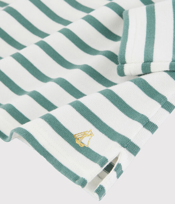 Marinière à nœud enfant fille blanc MARSHMALLOW/bleu BRUT