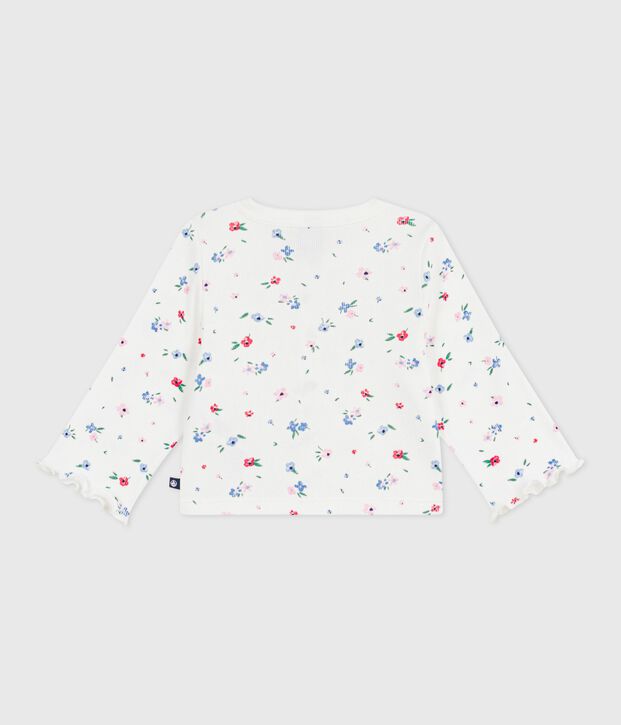 Cardigan b&eacute;b&eacute; en coton imprim&eacute; fleurs blanc/multicouleur