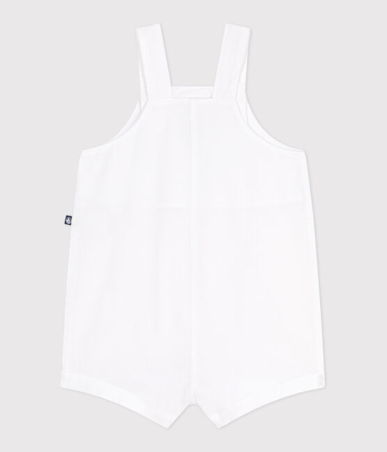 Salopette bébé en coton jambes courtes, unie blanc ECUME