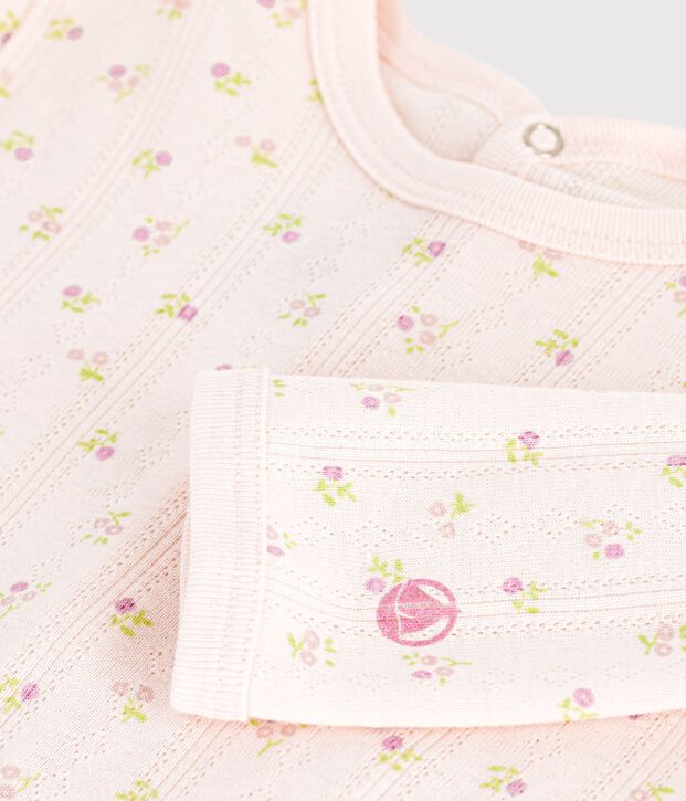 Dors bien en c&ocirc;te pointelle. beige/rose/multicouleur