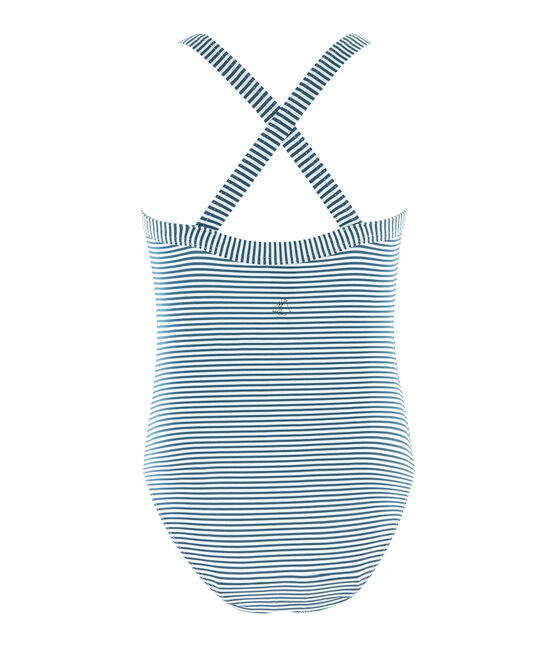 Maillot de bain 1 pièce enfant fille vert PINEDE/blanc MARSHMALLOW