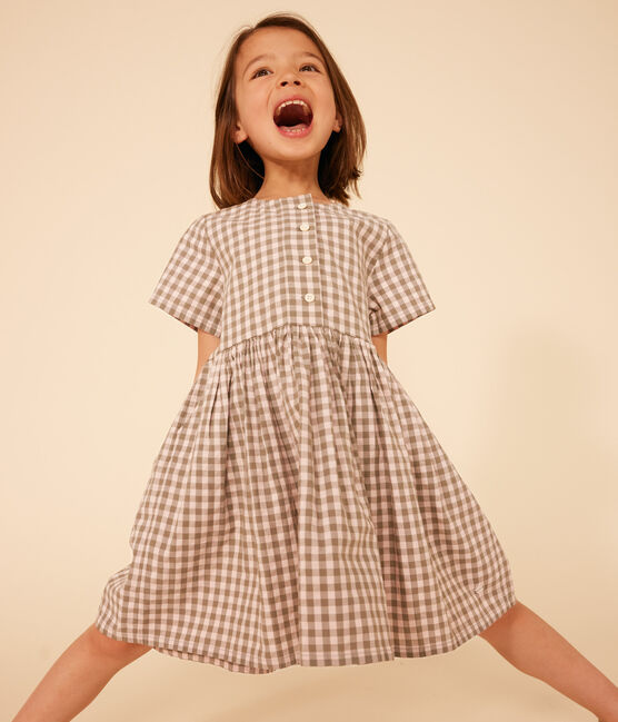 Robe manches courtes en seersucker enfant fille MARECAGE/ SALINE