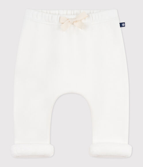 PANTALON BÉBÉ EN COTON UNI À CEINTURE ÉLASTIQUÉE
