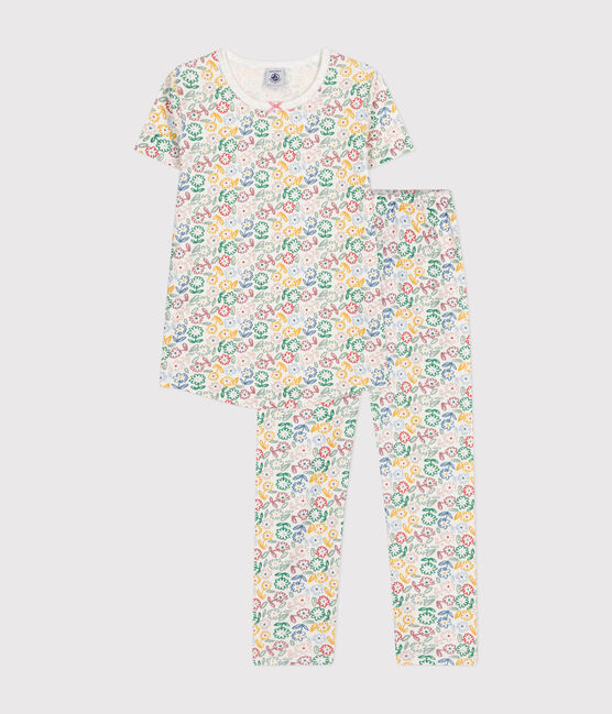 Pyjama en coton imprimé motif fleurs enfant blanc MARSHMALLOW/blanc MULTICO