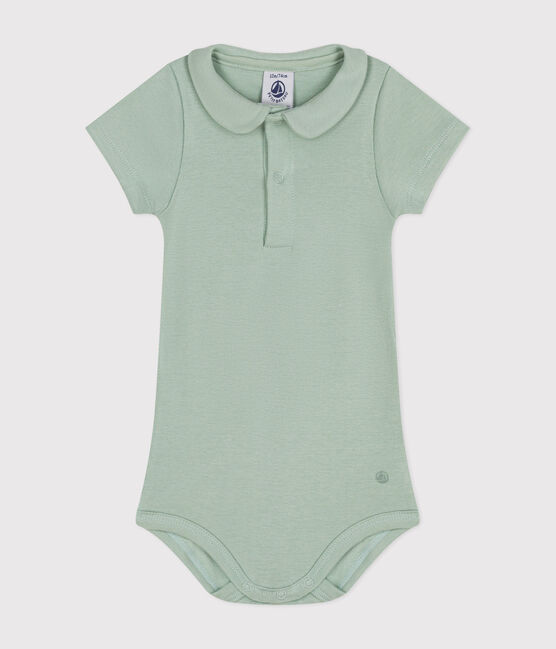 Body manches courtes col claudine en coton bébé vert HERBIER